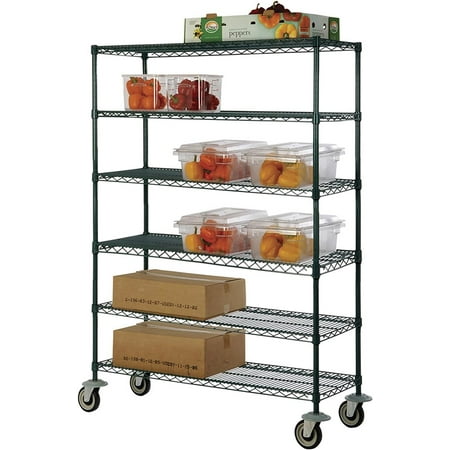 

14 Deep x 72 Wide x 69 High 6 Tier Freezer Wire Shelf Truck with 1200 lb Capacity