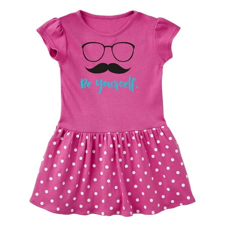Inktastic Be Yourself Glasses Mustache - Black Blue Gift Toddler Girl Dress