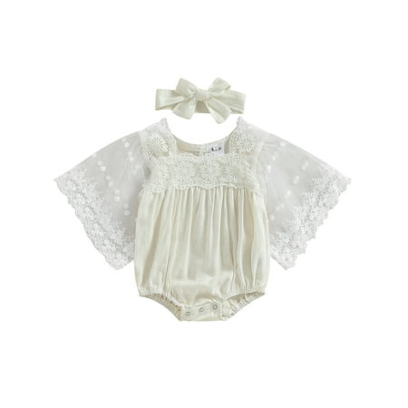 Musuos 2Pcs Baby Girl Romper Embroidery Floral Lace Jumpsuit Headband 
Musuos 2Pcs Baby Girl Romper Embroidery Floral Lace Jumpsuit Headband