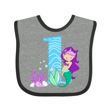 Inktastic First Birthday- Mermaid Gift Baby Girl Bib