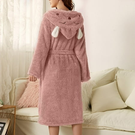 FZM Women S Double Pocket 3d Ear Hooded Flannel Bathrobe Soft And Warm Double Faced Velvet Bathrobe Pajamas And Home Wear
FZM Women S Double Pocket 3d Ear Hooded Flannel Bathrobe Soft And Warm Double Faced Velvet Bathrobe Pajamas And Home Wear