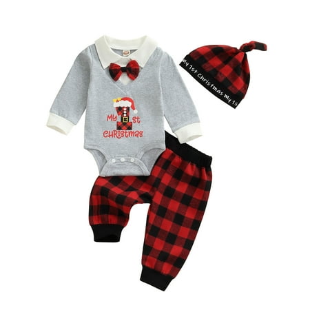 Sunisery Infant Baby Boys Gentleman Christmas Outfits Letters Long Sleeves Romper Tops Plaid Pants Hat Sets Gray 9-12 Months
Sunisery Infant Baby Boys Gentleman Christmas Outfits Letters Long Sleeves Romper Tops Plaid Pants Hat Sets Gray 9-12 Months