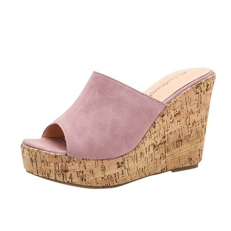 Summer Saving Clearance! Kukoosong Sandals Women Summer Solid Color Thick Bottom Slope Heel High Heel Fish Mouth Slippers Wedge Sandals for Women Pink 38
Summer Saving Clearance! Kukoosong Sandals Women Summer Solid Color Thick Bottom Slope Heel High Heel Fish Mouth Slippers Wedge Sandals for Women Pink 38