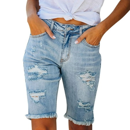 

PMUYBHF 4Th of July Women Cargo Pants Petite Short Women s Rhinestone Shorts Mid Waist Ripped Frayed Hem Tessles Stretchy Jean Shorts with Pockets Yoga Pants and Bra Set Women Wide Leg Pants Cotton