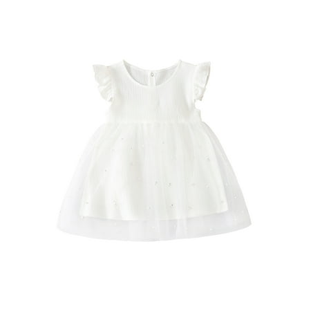 Suanret Kids Baby Girls Mesh Dress Short Sleeve Round Neck Pearl Decoration Summer Casual A-Lined Midi Dress White 6-12 Months
Suanret Kids Baby Girls Mesh Dress Short Sleeve Round Neck Pearl Decoration Summer Casual A-Lined Midi Dress White 6-12 Months