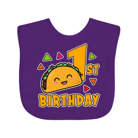 Inktastic 1st Birthday with Taco and Confetti Gift Baby Boy or Baby Girl Bib