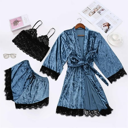 LINMOUA Women s Fashion Casual Sexy Black Lace Three Piece Sexy Home Pajama Set
LINMOUA Women s Fashion Casual Sexy Black Lace Three Piece Sexy Home Pajama Set