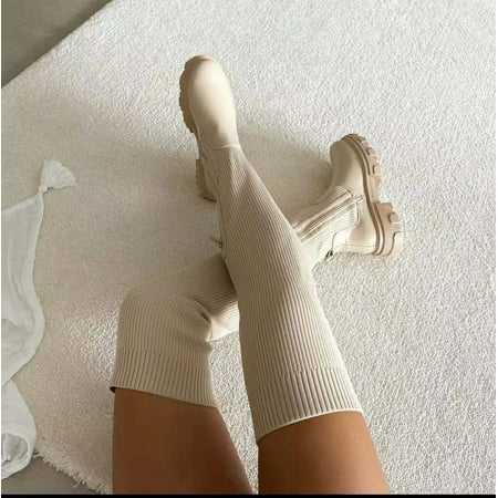 Women Boots Thick High Heel Soft Bottom Non Slip Stretch Wool Long Tube Over Knee Boots Shoes
Women Boots Thick High Heel Soft Bottom Non Slip Stretch Wool Long Tube Over Knee Boots Shoes