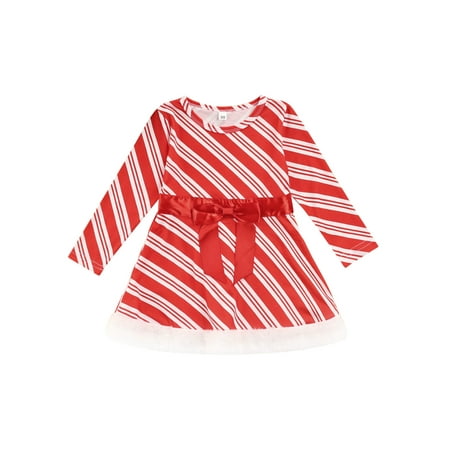 Gupgi Toddler Baby Girls Princess Dress Christmas Striped Round Neck Bow Tunic Long Sleeve A-line Dress
Gupgi Toddler Baby Girls Princess Dress Christmas Striped Round Neck Bow Tunic Long Sleeve A-line Dress