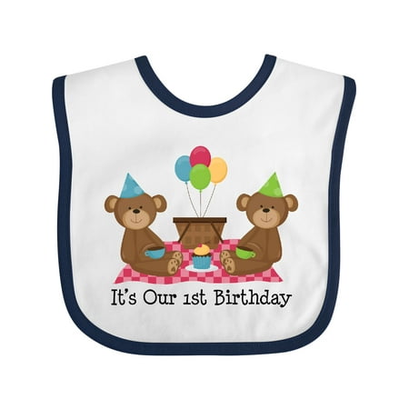 Inktastic Twins 1st Birthday Bears Gift Baby Boy or Baby Girl Bib