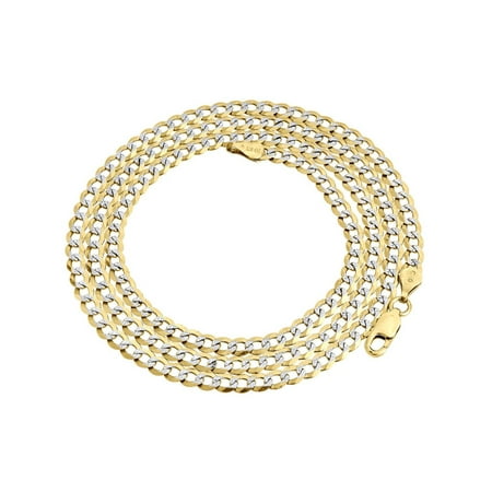 10K Yellow Gold 3.5mm Cuban Link Chain Necklace Lobster Clasp, 24 Inches