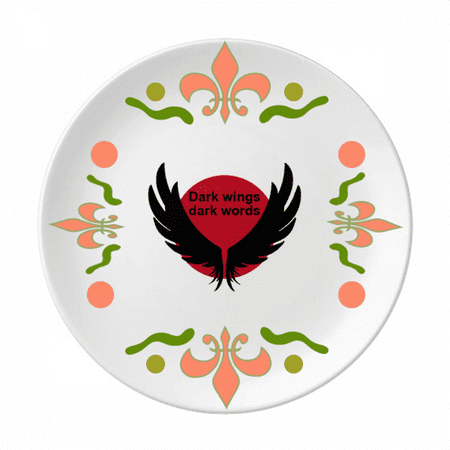 Dark Wings Dark Words Art Deco Fashion Flower Ceramics Plate Tableware Dinner Dish