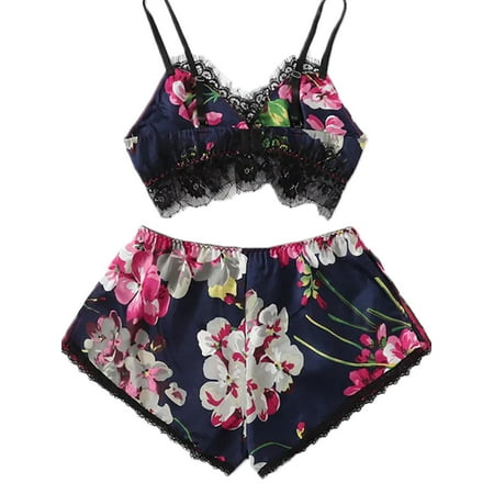 2pcs Women Satin Lace Sleepwear Babydoll Lingerie Nightdress Short Pjs Pajamas Set Blue
2pcs Women Satin Lace Sleepwear Babydoll Lingerie Nightdress Short Pjs Pajamas Set Blue