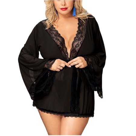Women S Plus Size Erotic Lingerie Sexy Bandage Long-Sleeved Nightgown Lace Stitching Nightdress Black M
Women S Plus Size Erotic Lingerie Sexy Bandage Long-Sleeved Nightgown Lace Stitching Nightdress Black M
