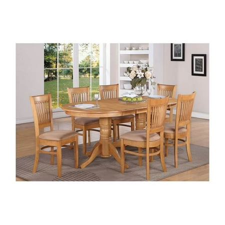 5-Pc Double Pedestal Oval Dining Table Set in Oak Finish