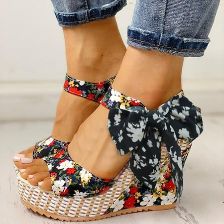 Women Fish Mouth Platform High Heels Wedge Sandal Lace Unpositioned Printing National Style Slope Sandals
Women Fish Mouth Platform High Heels Wedge Sandal Lace Unpositioned Printing National Style Slope Sandals