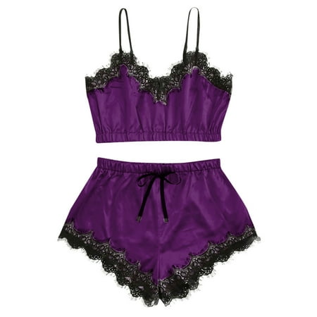 JeashCHAT Lingerie for Women Sexy Women Sleepwear Sleeveless Strap Nightwear Lace Trim Satin Cami Top Pajama Sets
JeashCHAT Lingerie for Women Sexy Women Sleepwear Sleeveless Strap Nightwear Lace Trim Satin Cami Top Pajama Sets