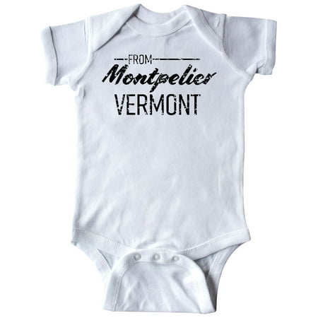 Inktastic From Montpelier Vermont in Black Distressed Text Gift Baby Boy or Baby Girl Bodysuit 
Inktastic From Montpelier Vermont in Black Distressed Text Gift Baby Boy or Baby Girl Bodysuit
