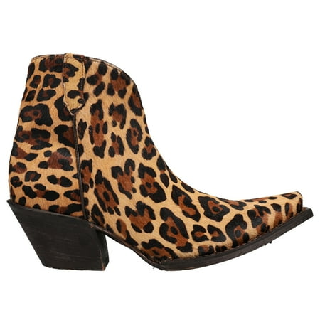 Tony Lama Womens Anahi Leopard Snip Toe Casual Boots Ankle Low Heel 1-2