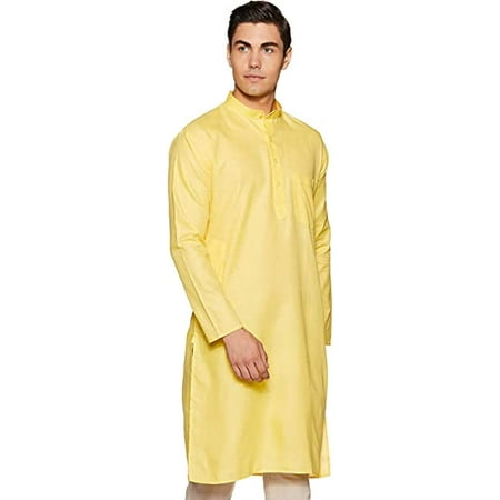 Royal Kurta Mens Khadi Linen Cotton Kurta Yellow