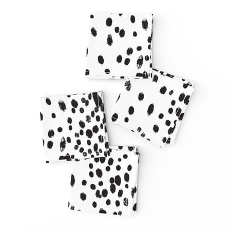 Cocktail Napkins Black And White Mod Dots Animal Abstract Spots Set of 4