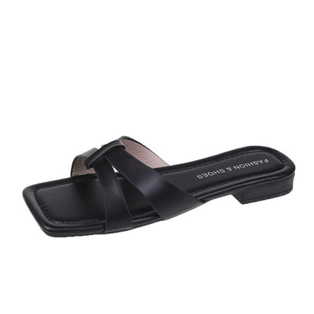 Mortilo Womens Shoes Summer Slippers Soft Sole Flat Fashion Casual Square Toe Outer Beach Sandals PU slipper for Women Black
Mortilo Womens Shoes Summer Slippers Soft Sole Flat Fashion Casual Square Toe Outer Beach Sandals PU slipper for Women Black