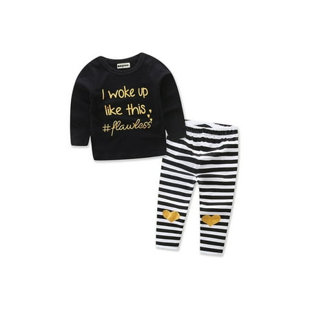 EYIIYE Baby Girl Black Round Neck Long Sleeve Letter Print Tops Striped Long Trousers and Gold Headband
EYIIYE Baby Girl Black Round Neck Long Sleeve Letter Print Tops Striped Long Trousers and Gold Headband