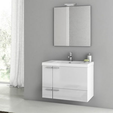 ACF by Nameeks ACF ANS21 New Space 31-in. Single Bathroom Vanity Set - Glossy White