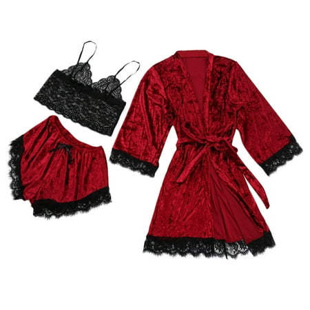 XINSHIDE Female Sexy Pajamas Lace Velvet Solid Lace Three-Piece Pajamas Nightdress Underwear Sleepwear Underwear Women
XINSHIDE Female Sexy Pajamas Lace Velvet Solid Lace Three-Piece Pajamas Nightdress Underwear Sleepwear Underwear Women