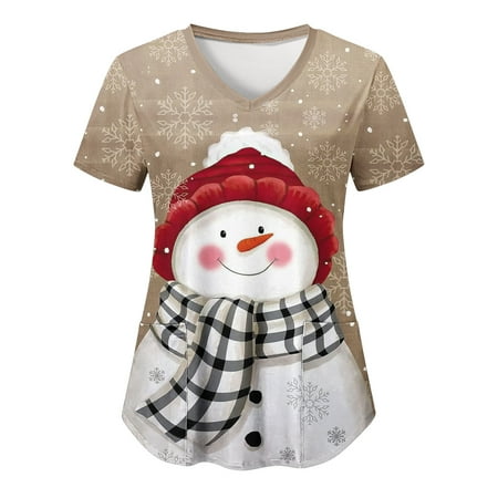 TAIAOJING Women Scrubs Top Casual V Neck Short Sleeve Christmas Print Work Shirt Pocket Top
TAIAOJING Women Scrubs Top Casual V Neck Short Sleeve Christmas Print Work Shirt Pocket Top