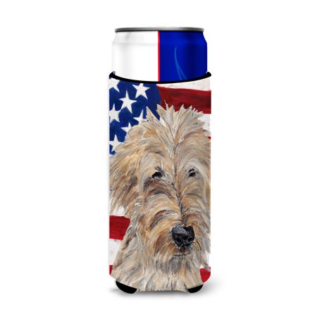 Goldendoodle USA American Flag Ultra Beverage Insulators for slim cans