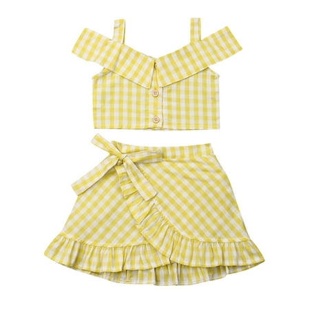 Canrulo Toddler Baby Girl Clothes Set Ruffle Plaid off Shoulder Crop Top Skirts Outfits Yellow 3-4 Years
Canrulo Toddler Baby Girl Clothes Set Ruffle Plaid off Shoulder Crop Top Skirts Outfits Yellow 3-4 Years