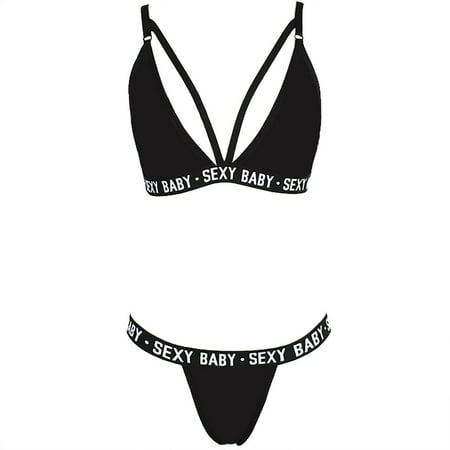 Follure Ladies casual underwear bra Fashion Women Letter Solid Patchwork Lingerie Underwear G-String Set Black S
Follure Ladies casual underwear bra Fashion Women Letter Solid Patchwork Lingerie Underwear G-String Set Black S
