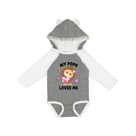 Inktastic My Pops Loves Me with Bigfoot Gift Baby Girl Long Sleeve Bodysuit