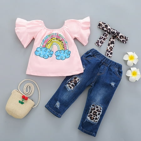 RPVATI Toddler Baby Child Children Kids Clothes Flare Sleeve Rainbow Short Sleeve T Shirts Headwear Jeans Set 3 Pieces Summer Outfits Set
RPVATI Toddler Baby Child Children Kids Clothes Flare Sleeve Rainbow Short Sleeve T Shirts Headwear Jeans Set 3 Pieces Summer Outfits Set