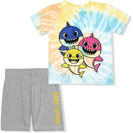 Baby Shark Daddy Shark and Mommy Shark Boys 2 Piece Tie Dye Short Set Toddler