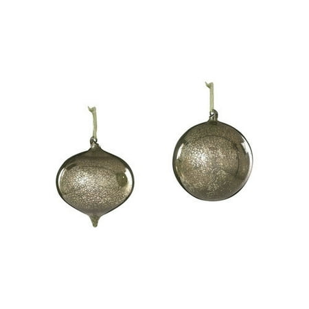 Aviary Holiday Collection 6" Mercury Glass Onion Ball Christmas Ornament, Assortment of 2, 6-Pack