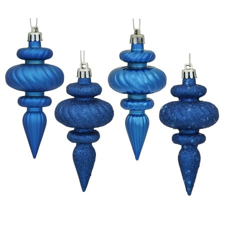 Blue 4 Assorted-finish 4-inch Finial Ornaments (Pack of 8)4 BlueFinial4FinishAsst8/Bx