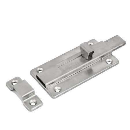 Gate Metal Push Lock Door Barrel Bolt Silver Tone 4 Length