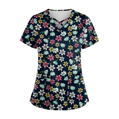 Yubatuo Women Plus Size Scrubs Top with Pockets V-Neck Short Sleeve Printed Work Blouse for Women Dark Green 4XL
Yubatuo Women Plus Size Scrubs Top with Pockets V-Neck Short Sleeve Printed Work Blouse for Women Dark Green 4XL