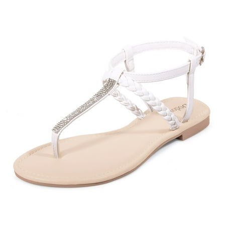 Harvest Land Women Sandals Fashion Rhinestone Buckle Thong Dressy T Strap Summers Flat Sandals for Women White Size 5-11
Harvest Land Women Sandals Fashion Rhinestone Buckle Thong Dressy T Strap Summers Flat Sandals for Women White Size 5-11