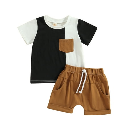 Musuos 2Pcs Baby Boys Summer Contrast Color Pocket T-Shirt Top Elastic Waist Shorts
Musuos 2Pcs Baby Boys Summer Contrast Color Pocket T-Shirt Top Elastic Waist Shorts