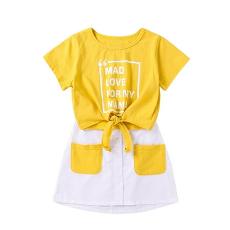 baby girl clothes Baby Letter Fashion Tops Overskirt+Pocket Outfits Set