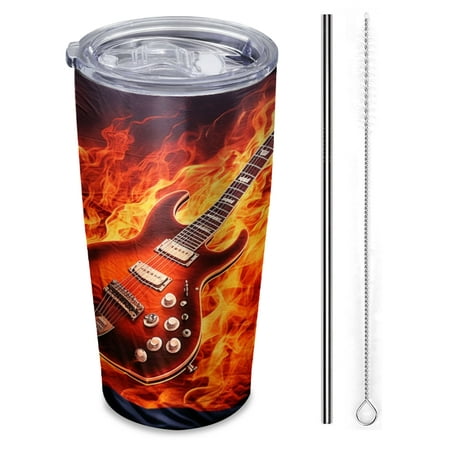 Flaming guitar with High-resolution Insulated Travel Tumbler 20 oz Car Cup with Reusable Straw & Brush Hot & Cold Beverage Cup for Office/Outdoor
Flaming guitar with High-resolution Insulated Travel Tumbler 20 oz Car Cup with Reusable Straw & Brush Hot & Cold Beverage Cup for Office/Outdoor