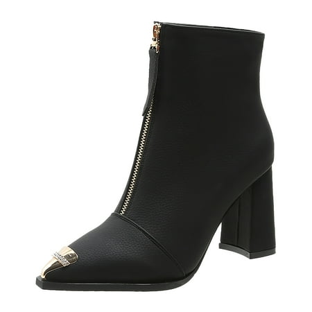SEMIMAY Fashion Women Artificial Leather Solid Color Autumn Thick Sole Square Heels Zipper Short Booties Pointed Toe Shoes Black
SEMIMAY Fashion Women Artificial Leather Solid Color Autumn Thick Sole Square Heels Zipper Short Booties Pointed Toe Shoes Black