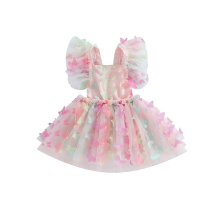Suanret Toddler Baby Girls Romper Dress Fly Sleeve Square Neck Backless Tie-up A-line Dress Tulle Dress Colorful 6-12 Months
Suanret Toddler Baby Girls Romper Dress Fly Sleeve Square Neck Backless Tie-up A-line Dress Tulle Dress Colorful 6-12 Months