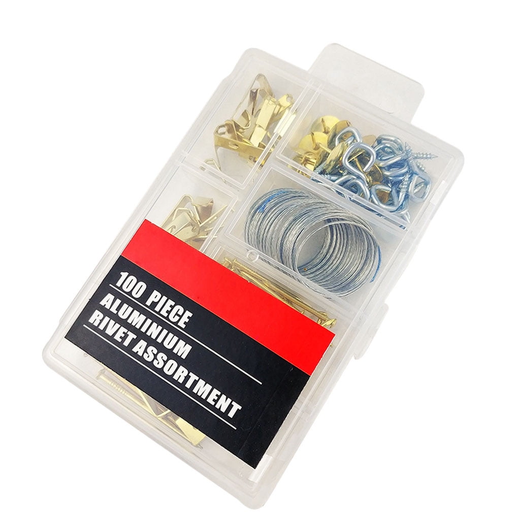 60PC Picture Hanging Kit Mirror Photo Frame Hooks Brass Nail Level Wire Wall