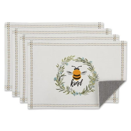 Design Imports Reversible Embellished Runner Placemat Bee Kind - Set of 4