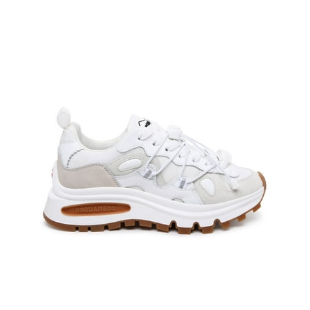 Dsquared2 Woman Runds2 White Suede Blend Sneakers