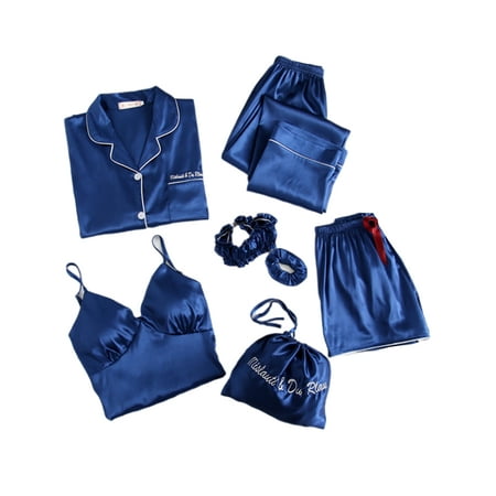 Lumento Women 7/5pcs Pajama Set Satin Silk Sexy Cami Shorts Set Pjs and Button Down Long Sleeve Shirt Sleepwear Loungewear
Lumento Women 7/5pcs Pajama Set Satin Silk Sexy Cami Shorts Set Pjs and Button Down Long Sleeve Shirt Sleepwear Loungewear